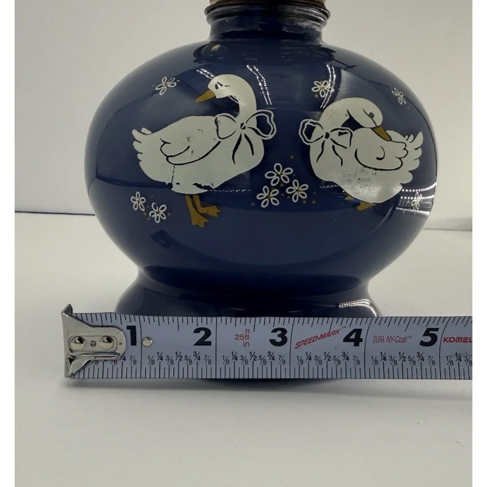 Vintage Lamplight Farms Kerosene Lamp –Lavender Blue with Ducks Cottagecore